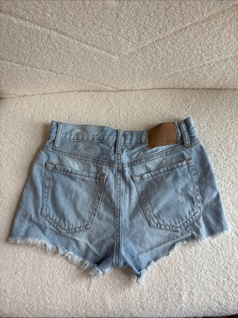 Aeropostale Light Blue Vintage High-Rise Denim Shorty Shorts - Picture 2 of 2